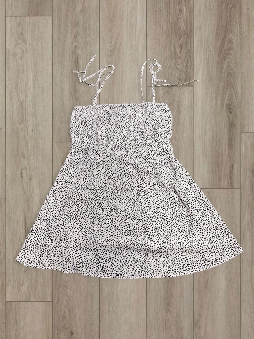 White & Black Polka Dot Sundress with Tie Straps